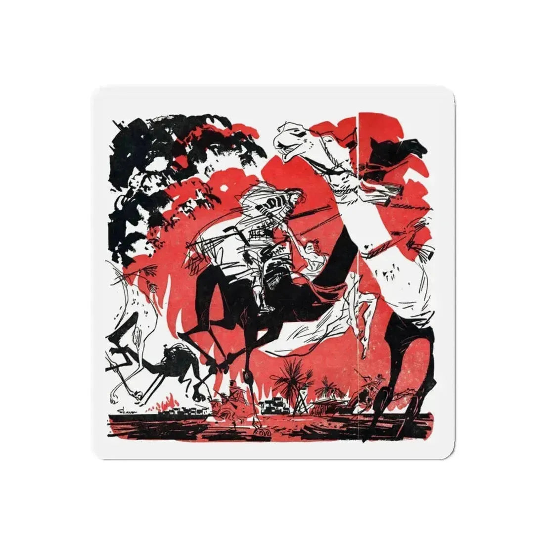 Pipeline to Arabia, Bluebook, March 1953 (Magazine Illustration) Refrigerator Magnet 4 Inch Die-Cut - The Sticker Space