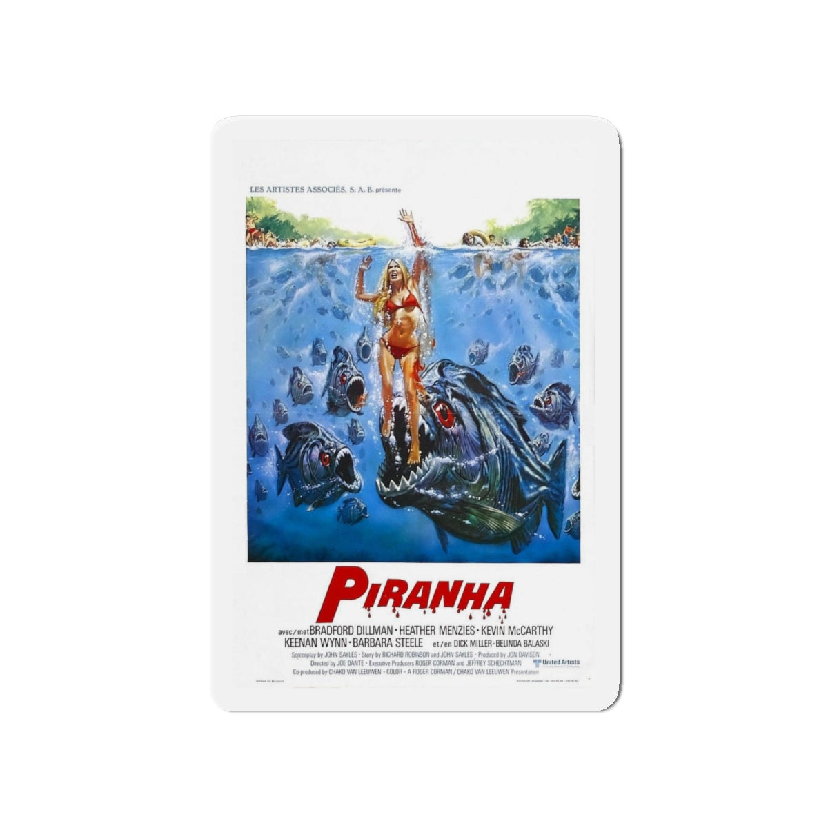 PIRANHA 1978 Movie Poster - Refrigerator Magnet-4" x 4"-The Sticker Space