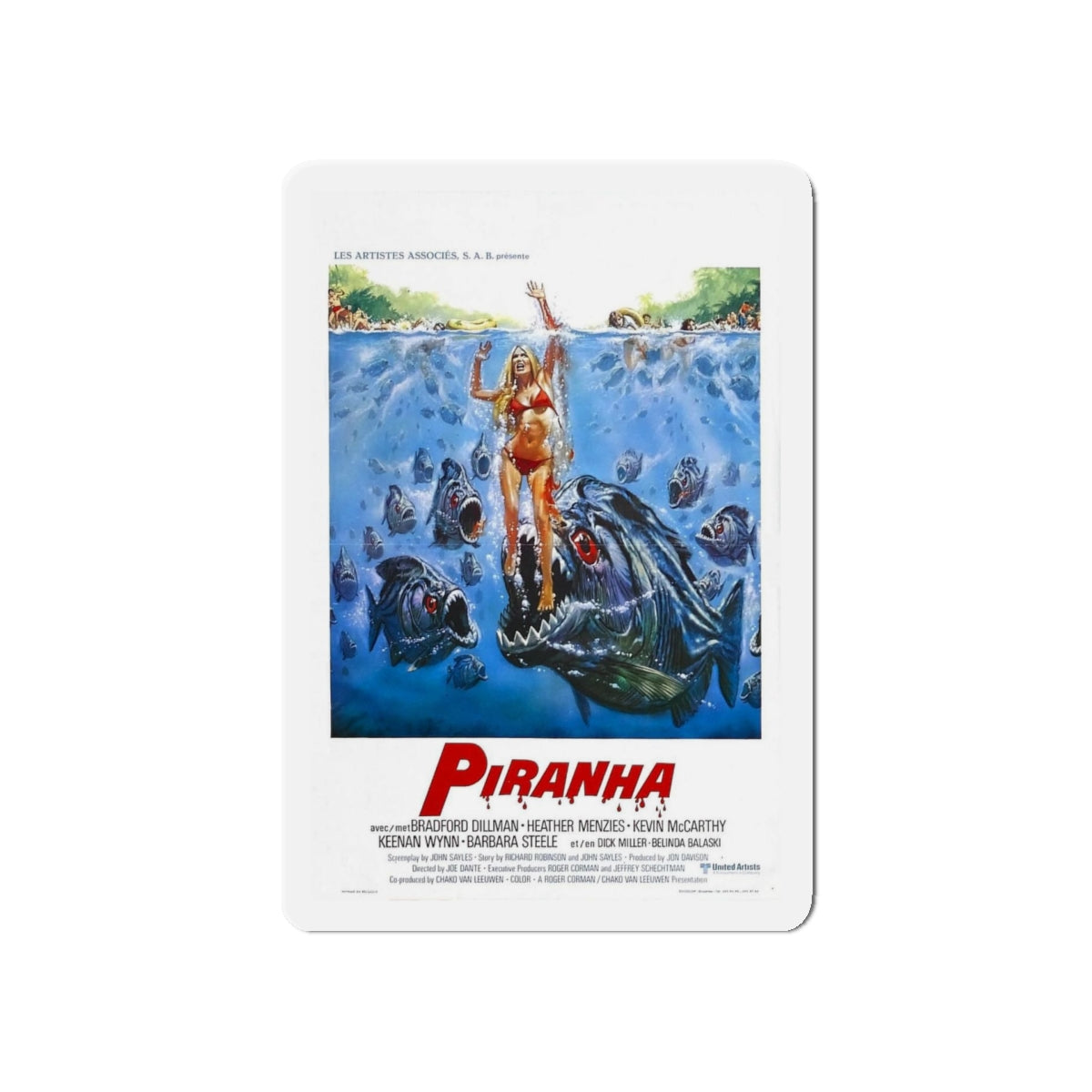 PIRANHA 1978 Movie Poster - Refrigerator Magnet-5" x 5"-The Sticker Space