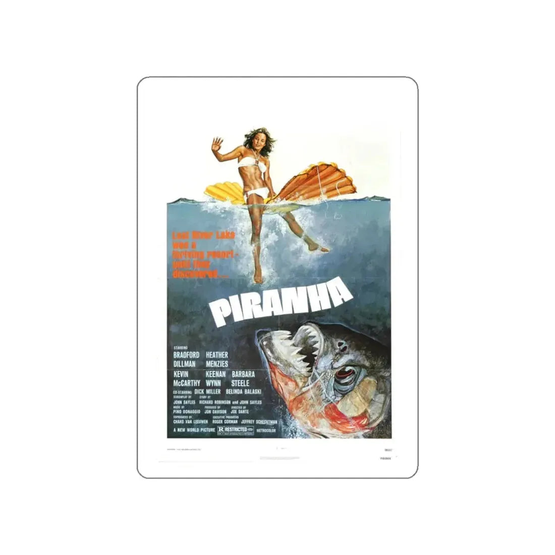 PIRANHA (2) 1978 Movie Poster STICKER Vinyl Die-Cut Decal - The Sticker Space