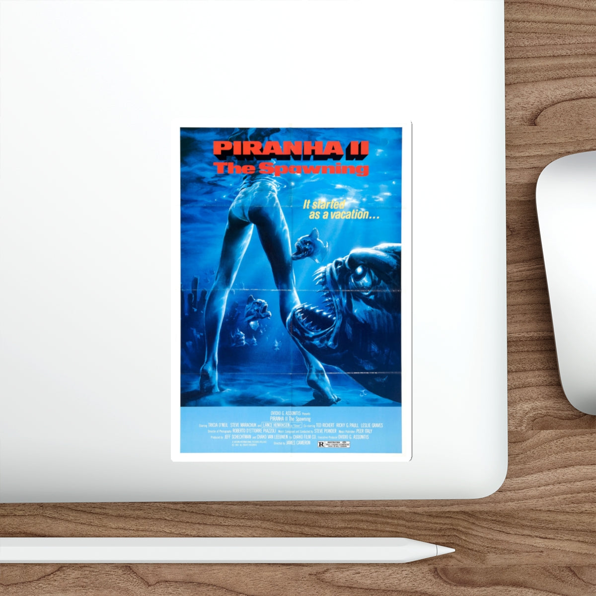 PIRANHA 2 1981 Movie Poster STICKER Vinyl Die-Cut Decal-The Sticker Space