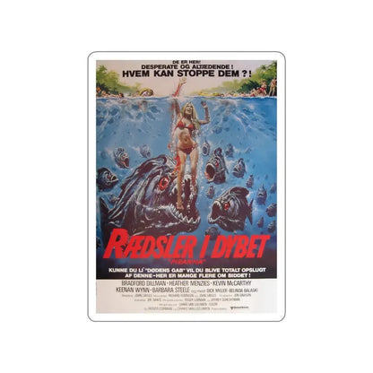 PIRANHA (DANISH) 1978 Movie Poster STICKER Vinyl Die-Cut Decal 3 Inch - The Sticker Space