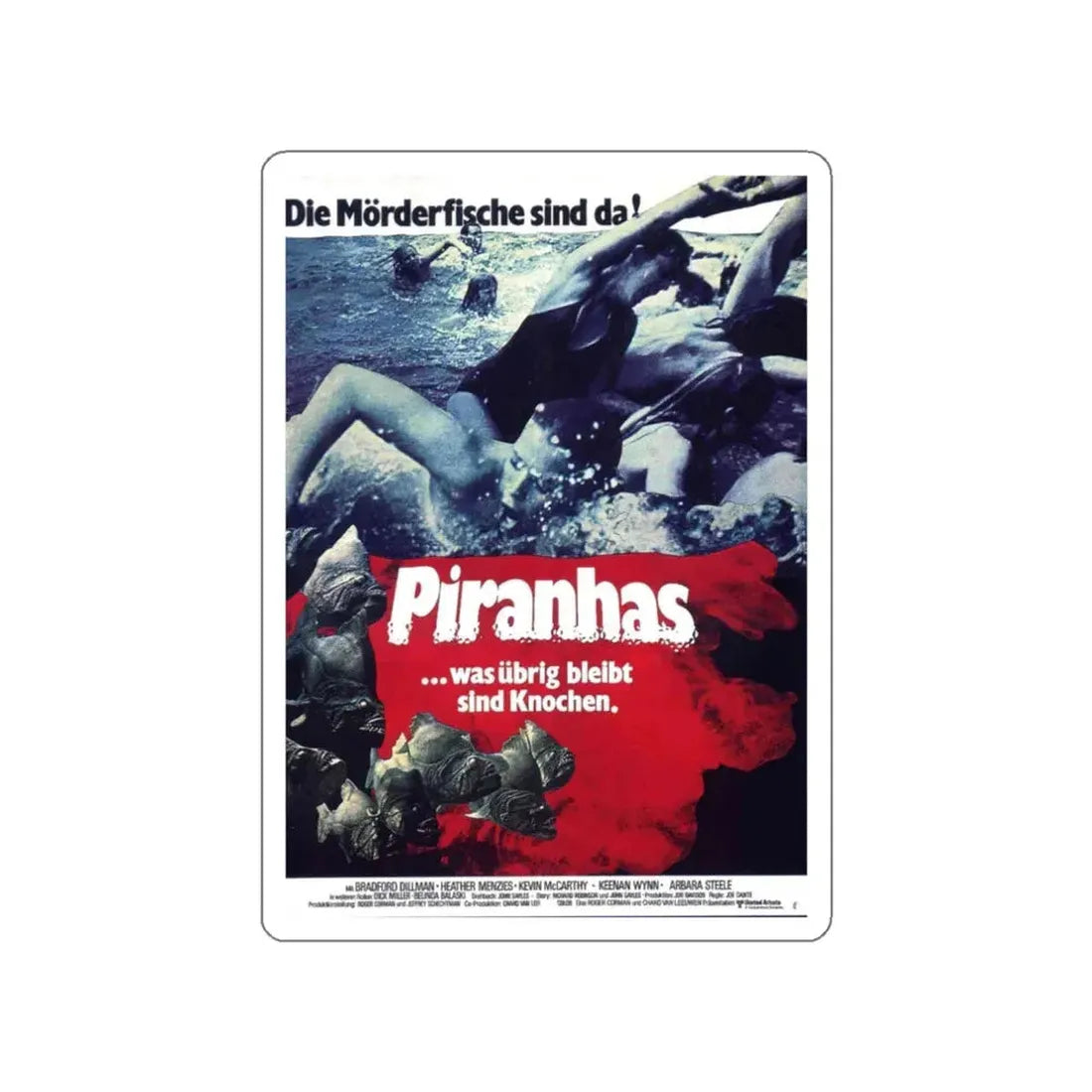 PIRANHA (GERMAN) 1978 Movie Poster STICKER Vinyl Die-Cut Decal 3 Inch - The Sticker Space