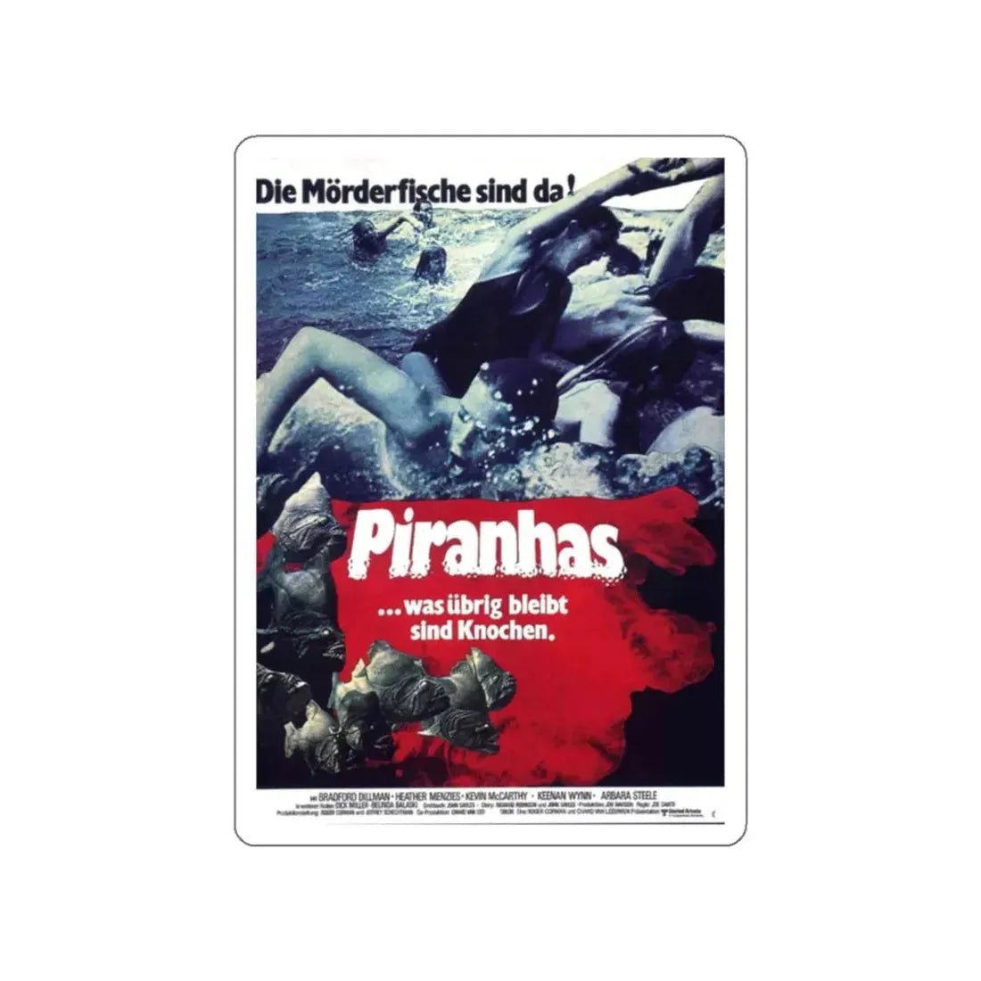 PIRANHA (GERMAN) 1978 Movie Poster STICKER Vinyl Die-Cut Decal - The Sticker Space
