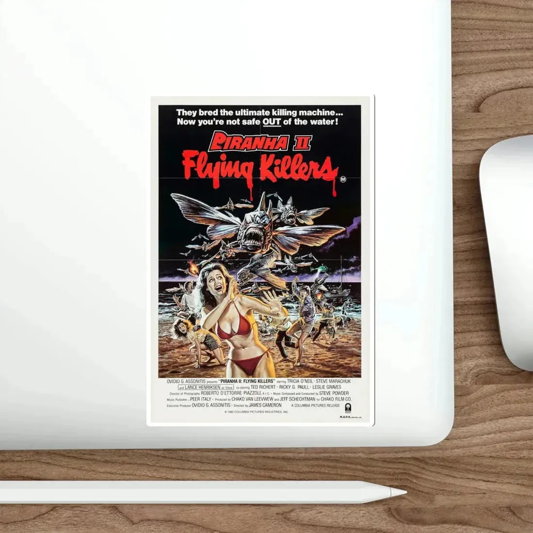 Piranha Part Two The Spawning 1983 Movie Poster STICKER Vinyl Die-Cut Decal - The Sticker Space
