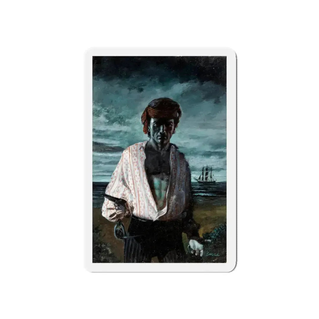 Pirate, Painted Illustration (c. 1960s) (Magazine Illustration) Refrigerator Magnet 5 Inch Die-Cut - The Sticker Space