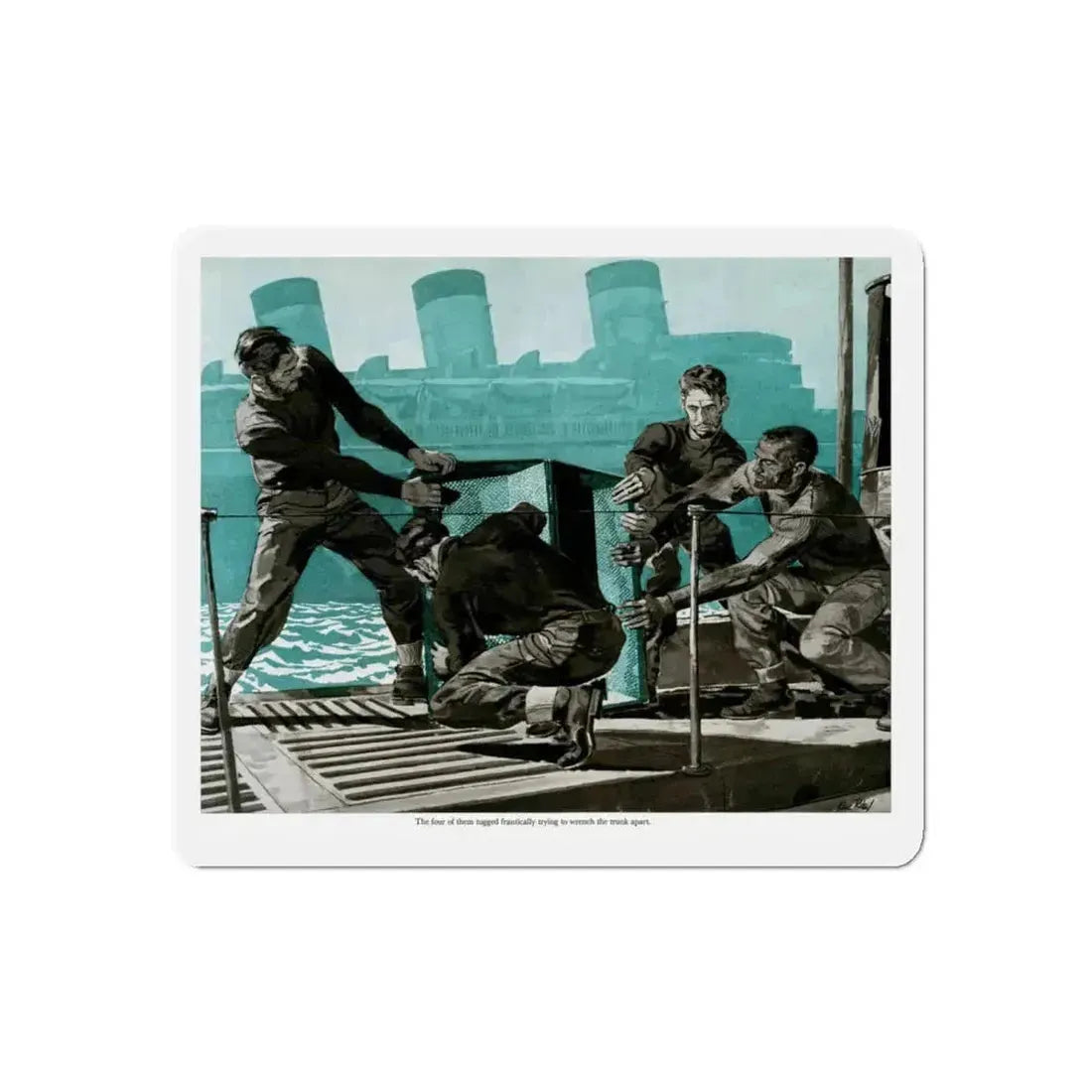Pirates Aboard the U-19, 1959 (Magazine Illustration) Refrigerator Magnet 4 Inch Die-Cut - The Sticker Space