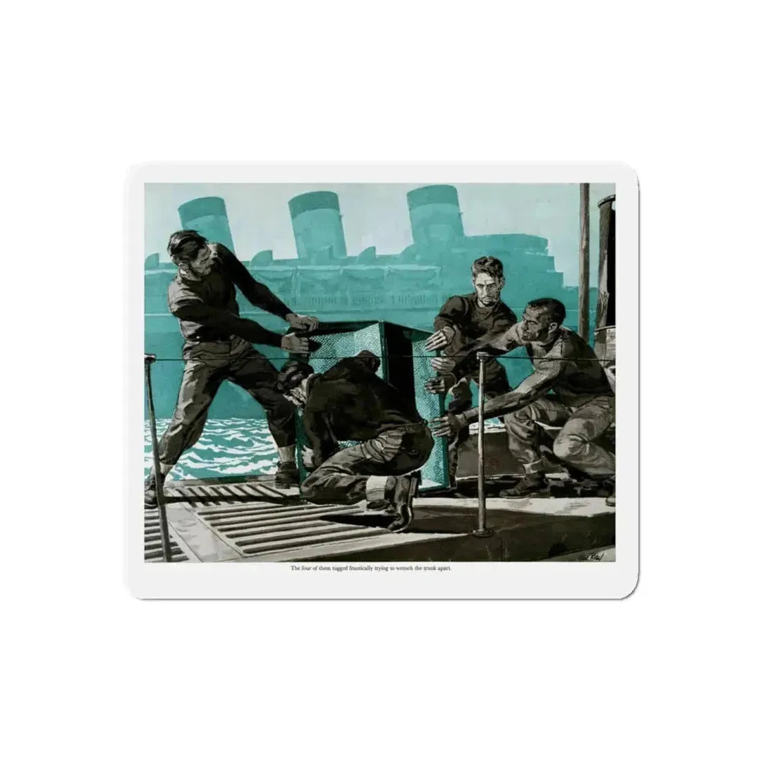Pirates Aboard the U-19, 1959 (Magazine Illustration) Refrigerator Magnet 5 Inch Die-Cut - The Sticker Space