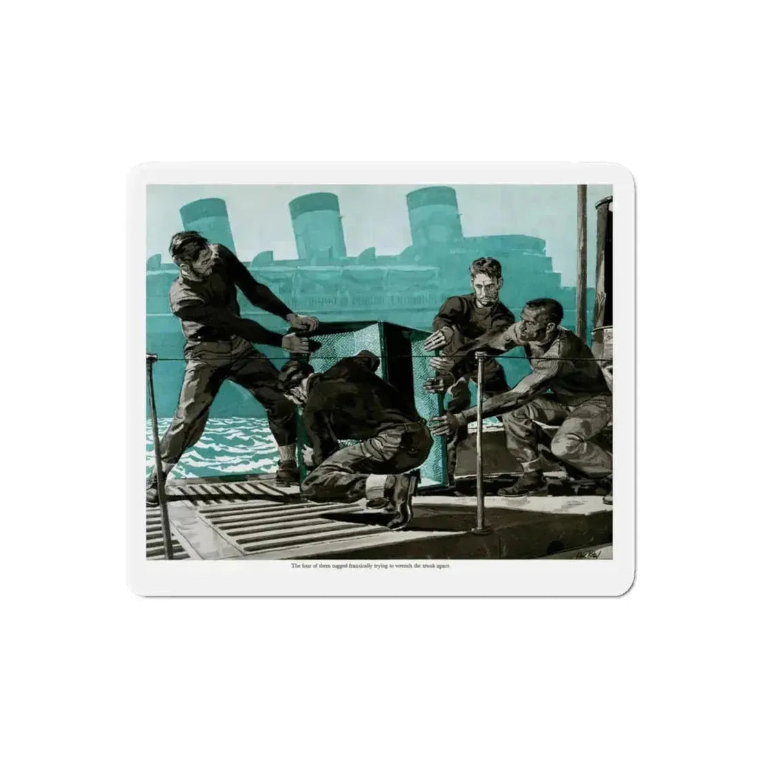 Pirates Aboard the U-19, 1959 (Magazine Illustration) Refrigerator Magnet 6 Inch Die-Cut - The Sticker Space