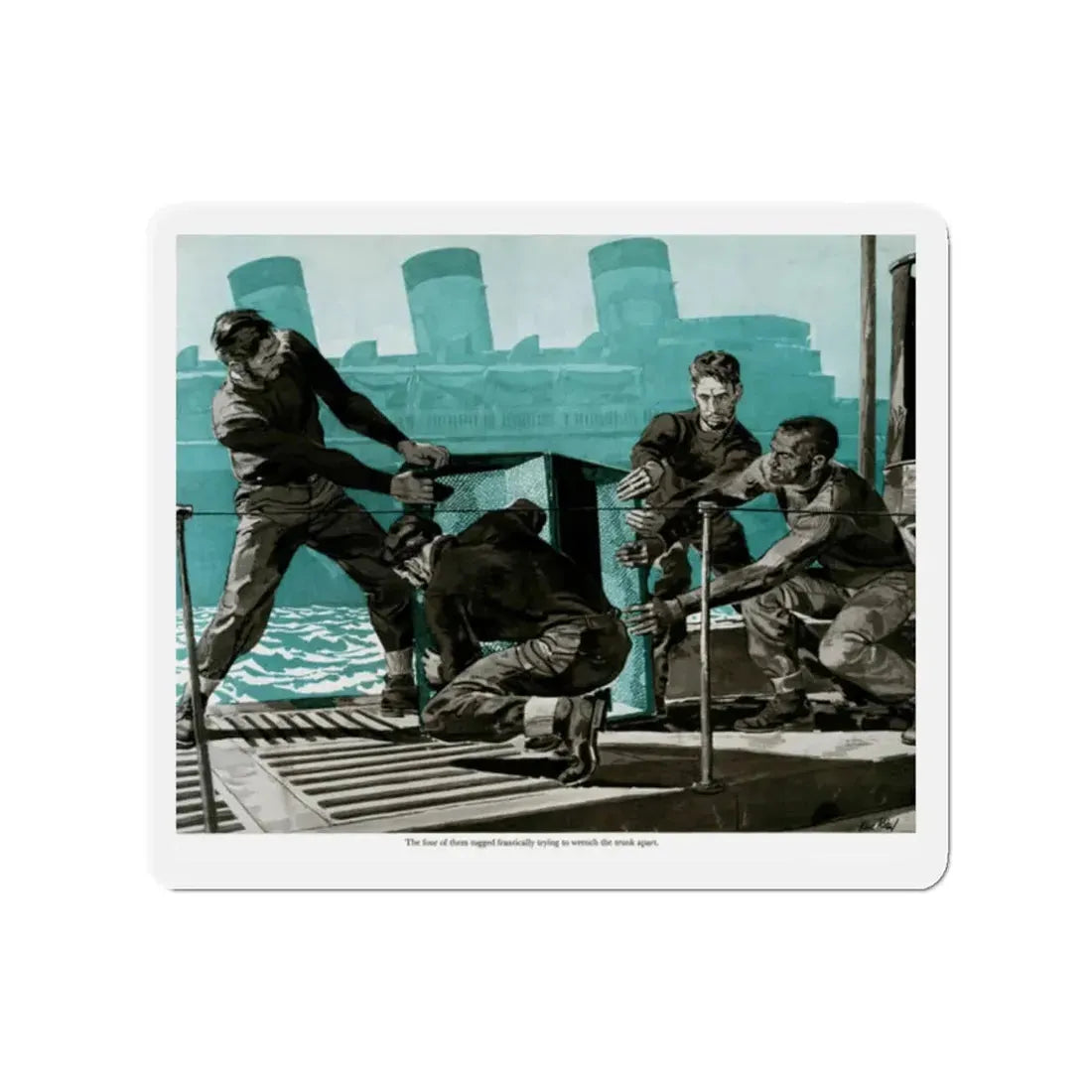 Pirates Aboard the U-19, 1959 (Magazine Illustration) Refrigerator Magnet - The Sticker Space