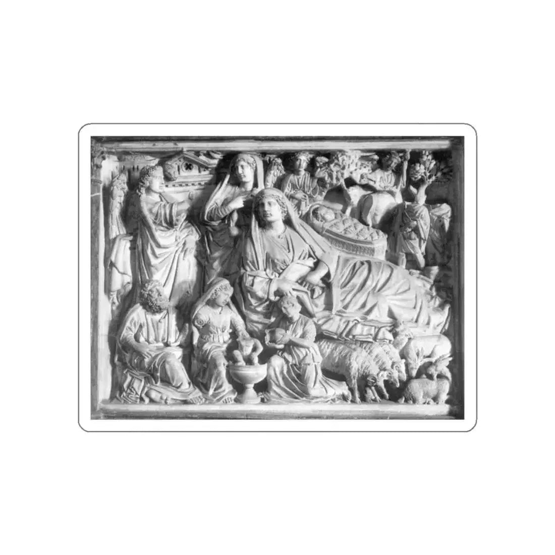 PISANO, Nicola - Annunciation, Birth of Jesus and Adoration of the Shepherds (Artwork) STICKER Vinyl Die-Cut Decal White Die-Cut 2 Inch - The Sticker Space