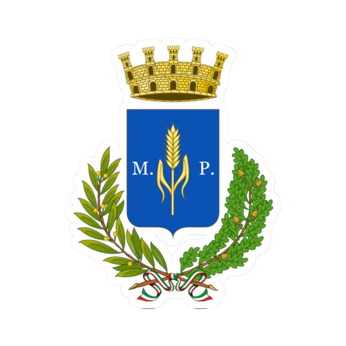 Pisticci-Stemma (Italy) (Coat of Arms) STICKER Vinyl Kiss-Cut Decal 2 Inch White - The Sticker Space