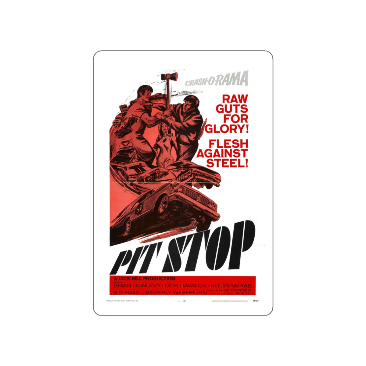 PIT STOP 1969 Movie Poster STICKER Vinyl Die-Cut Decal-White-The Sticker Space