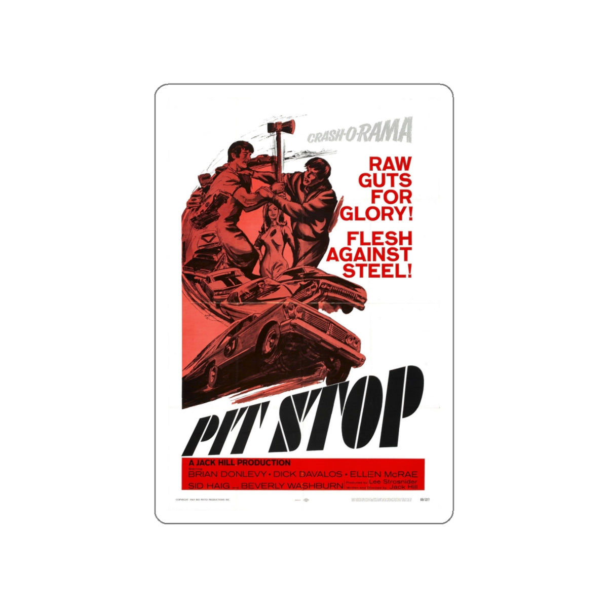 PIT STOP 1969 Movie Poster STICKER Vinyl Die-Cut Decal-White-The Sticker Space