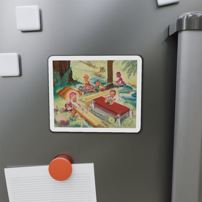 Pixie Construction, probable calender illustration, 1951 (Magazine Illustration) Refrigerator Magnet-The Sticker Space