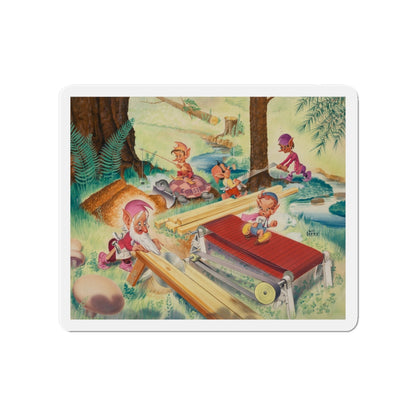 Pixie Construction, probable calender illustration, 1951 (Magazine Illustration) Refrigerator Magnet-4" x 4"-The Sticker Space