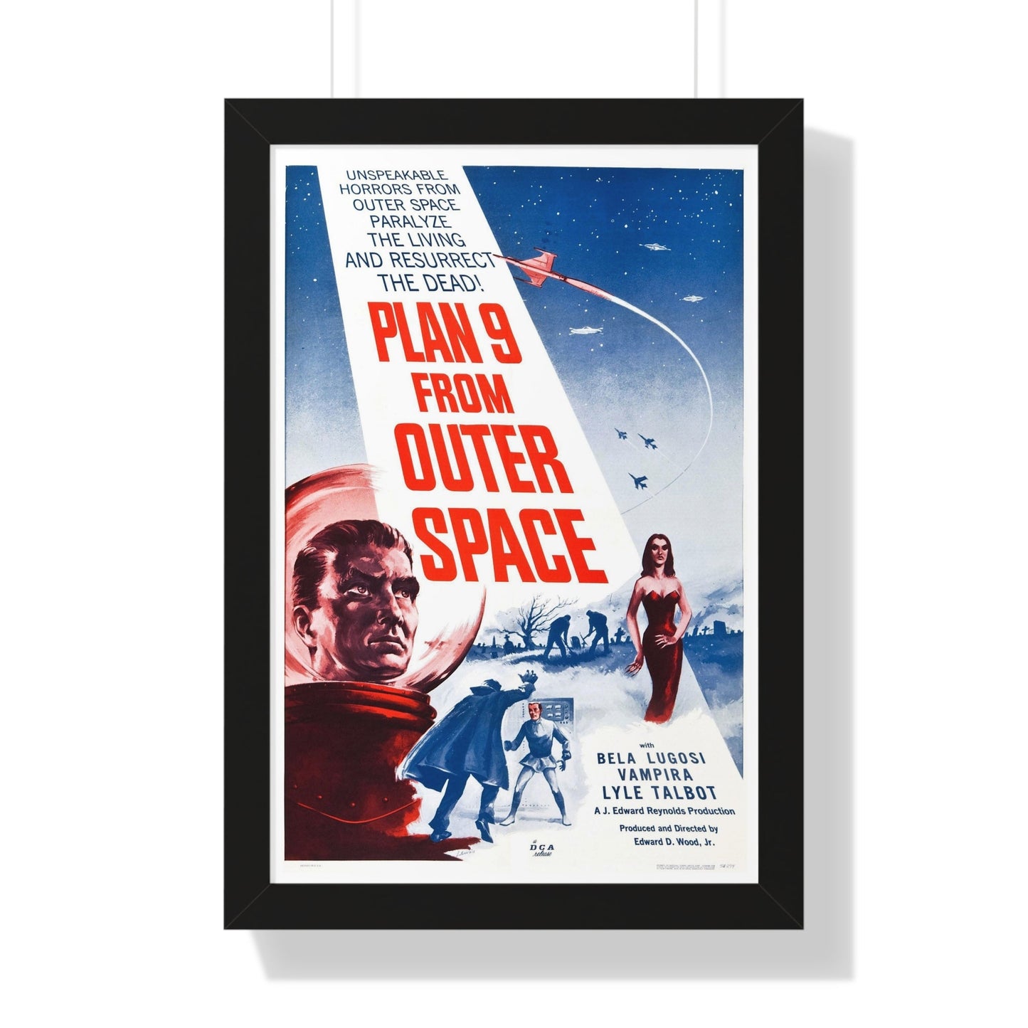 PLAN 9 FROM OUTER SPACE 1959 - Framed Movie Poster-16″ x 24″-The Sticker Space