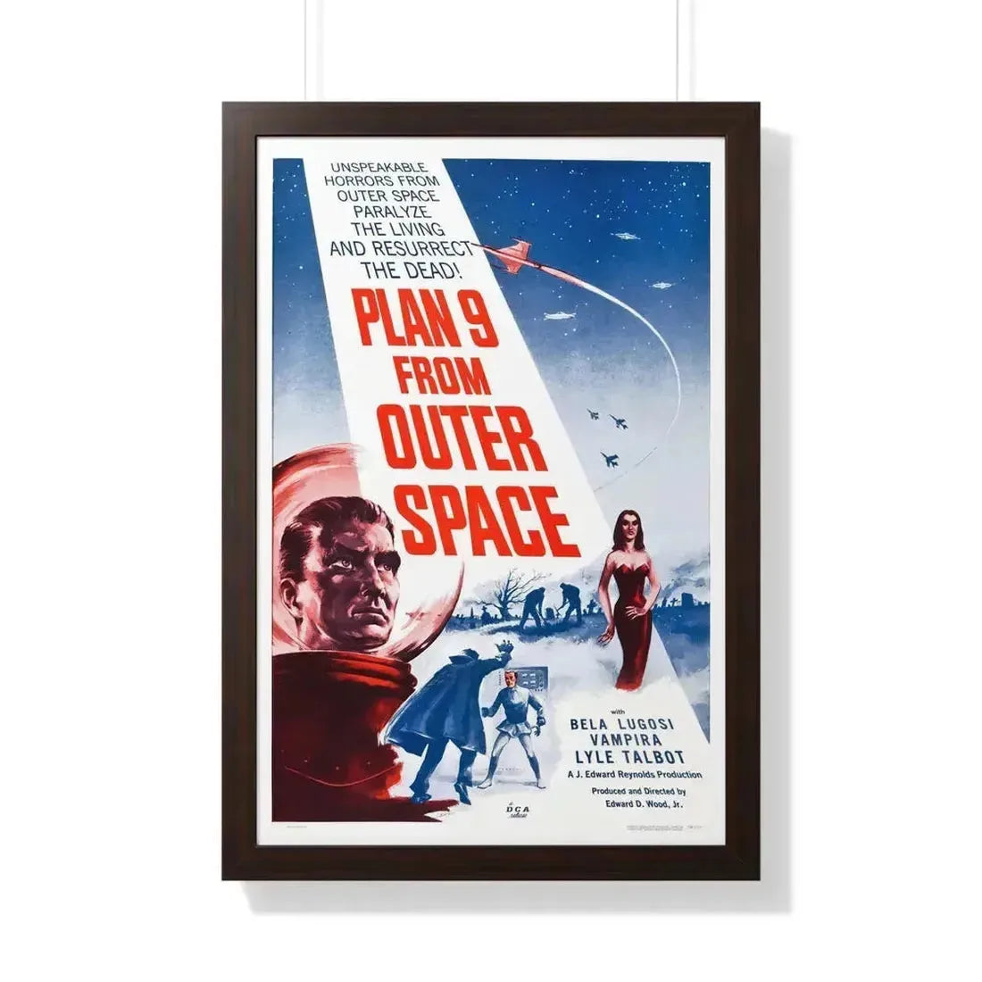 PLAN 9 FROM OUTER SPACE 1959 - Framed Movie Poster 20" x 30" Walnut - The Sticker Space
