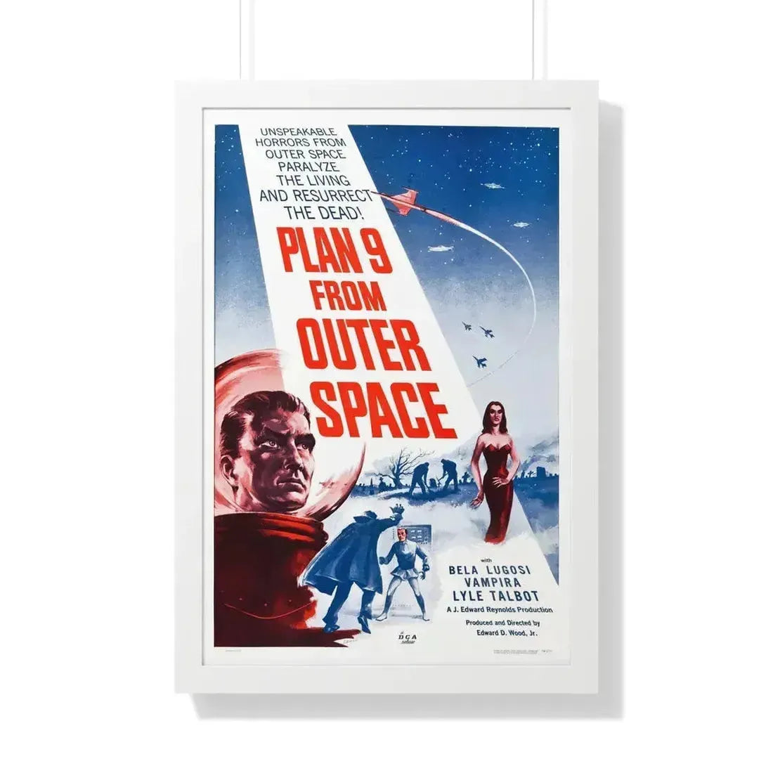PLAN 9 FROM OUTER SPACE 1959 - Framed Movie Poster 20" x 30" White - The Sticker Space