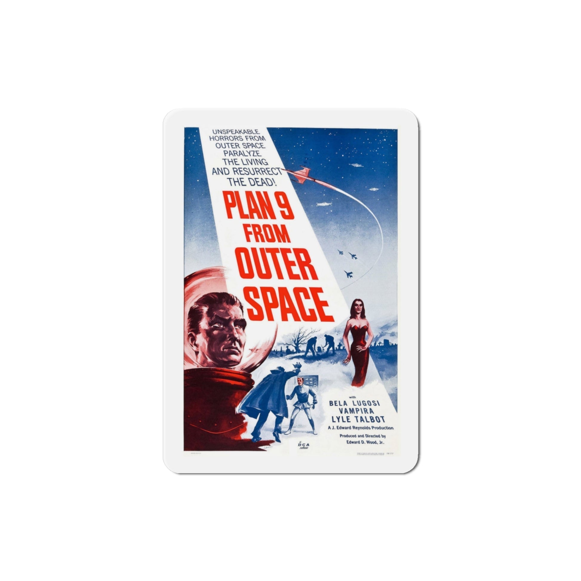 Plan 9 from Outer Space 1959 Movie Poster Die-Cut Magnet-3 Inch-The Sticker Space