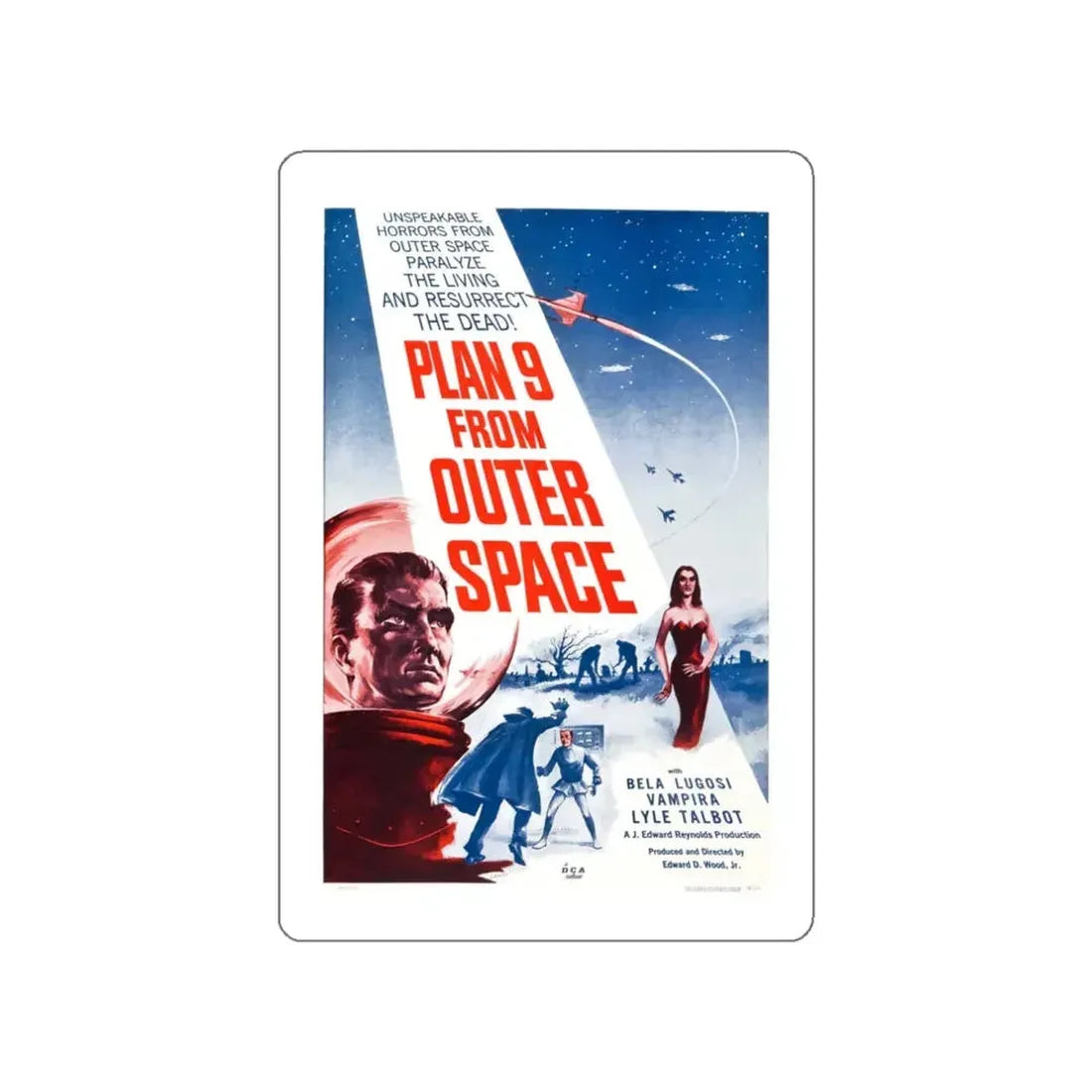 PLAN 9 FROM OUTER SPACE 1959 Movie Poster STICKER Vinyl Die-Cut Decal 3 Inch - The Sticker Space