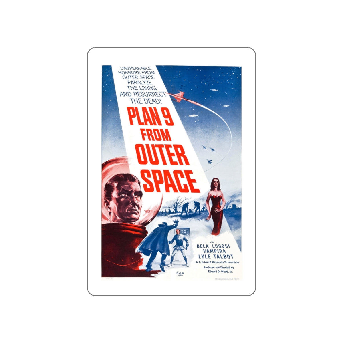 PLAN 9 FROM OUTER SPACE 1959 Movie Poster STICKER Vinyl Die-Cut Decal-White-The Sticker Space