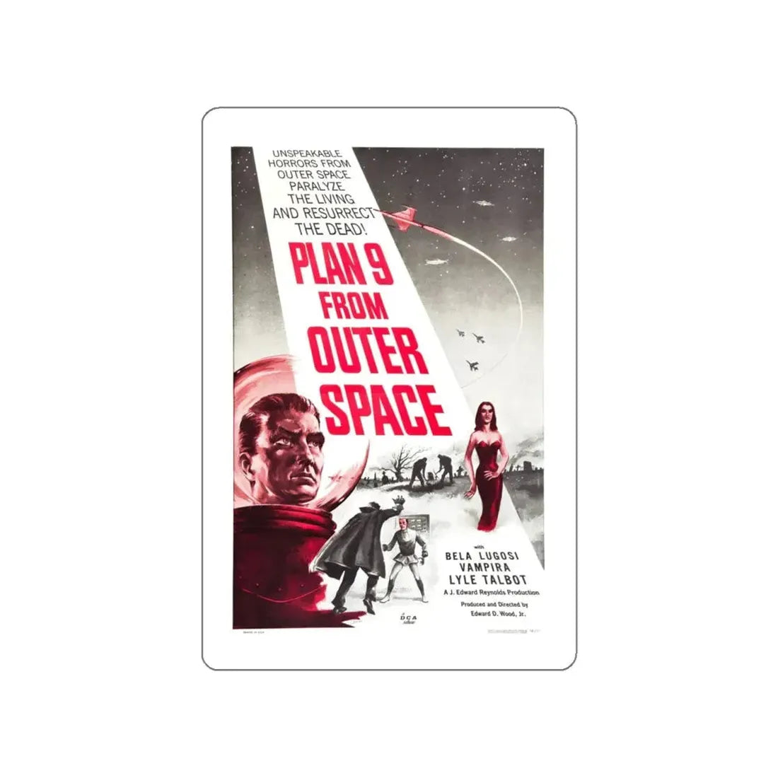 PLAN 9 FROM OUTER SPACE (2) 1959 Movie Poster STICKER Vinyl Die-Cut Decal 5 Inch - The Sticker Space
