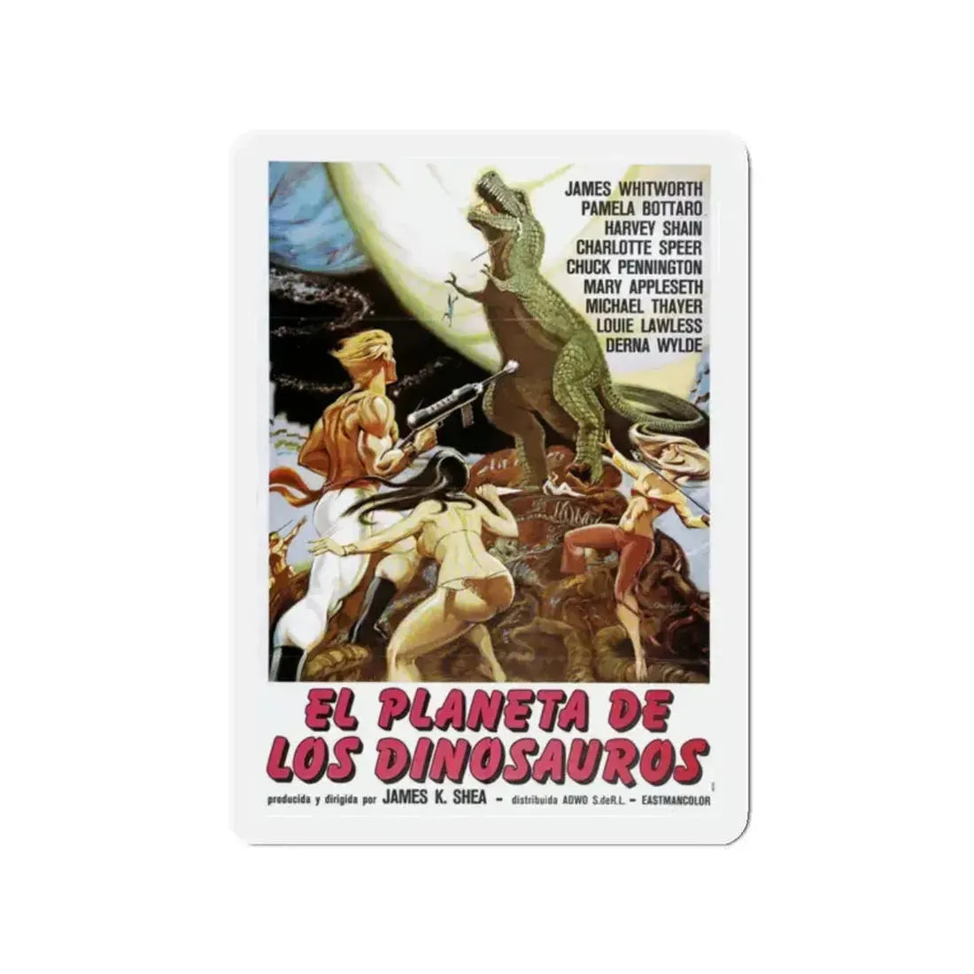 PLANET OF DINOSAURS (ITALIAN) 1977 Movie Poster - Refrigerator Magnet 2 Inch Die-Cut - The Sticker Space