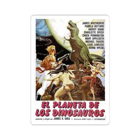 PLANET OF DINOSAURS (ITALIAN) 1977 Movie Poster - STICKER Vinyl Kiss-Cut Decal 2 Inch White - The Sticker Space