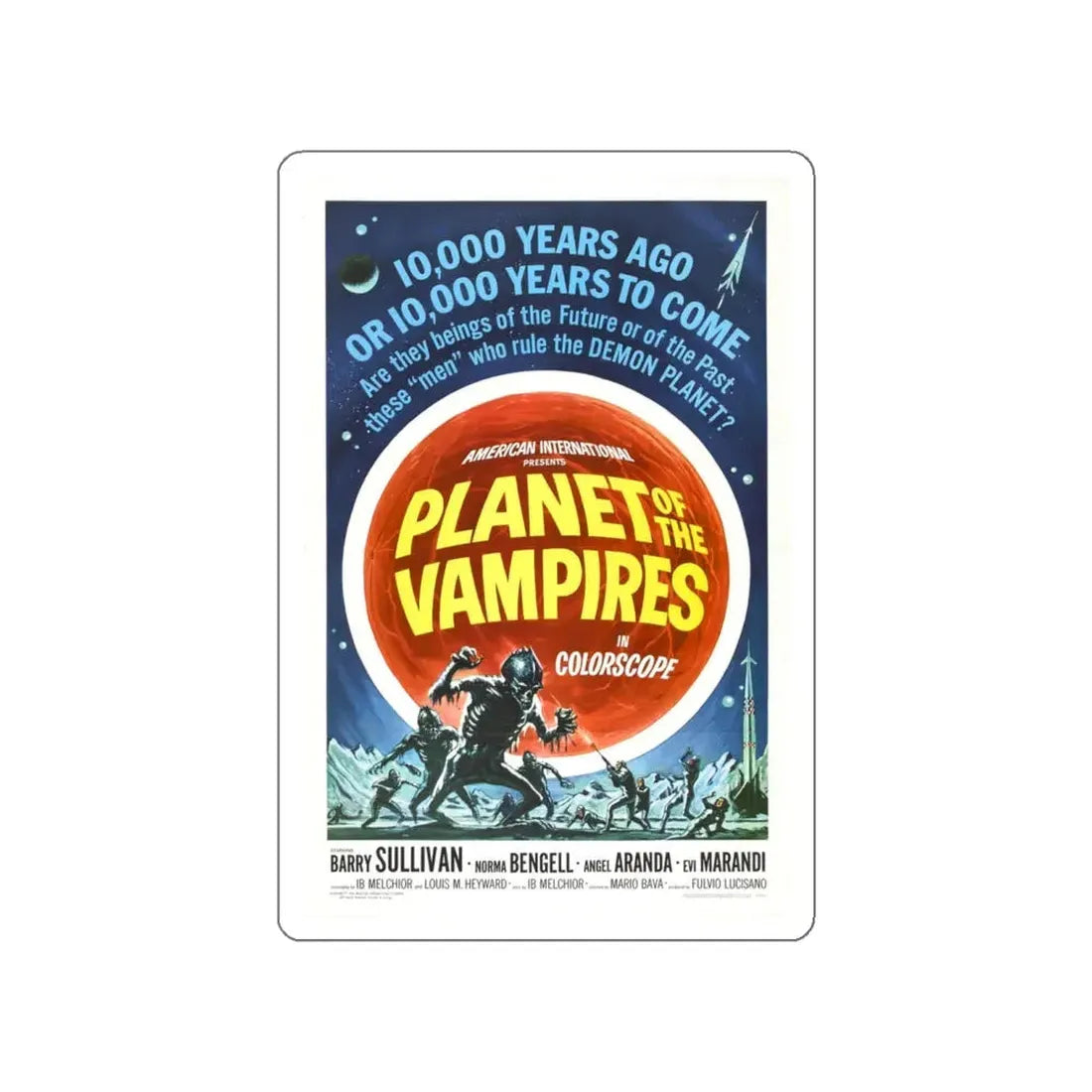 PLANET OF THE VAMPIRES 1965 Movie Poster STICKER Vinyl Die-Cut Decal 5 Inch - The Sticker Space