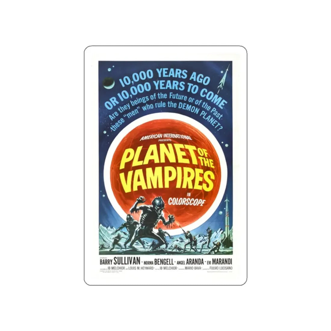 PLANET OF THE VAMPIRES 1965 Movie Poster STICKER Vinyl Die-Cut Decal - The Sticker Space