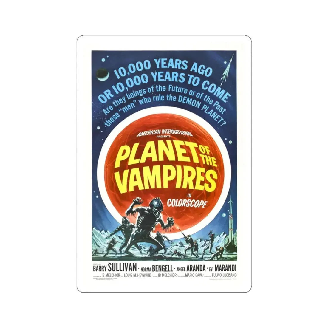 PLANET OF THE VAMPIRES 1965 Movie Poster - STICKER Vinyl Kiss-Cut Decal 3 Inch White - The Sticker Space