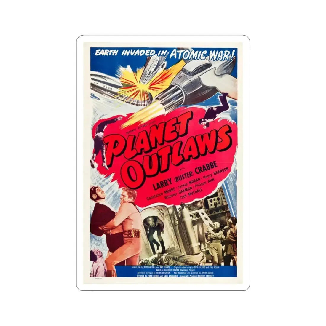 PLANET OUTLAWS 1953 Movie Poster - STICKER Vinyl Kiss-Cut Decal 4 Inch White - The Sticker Space