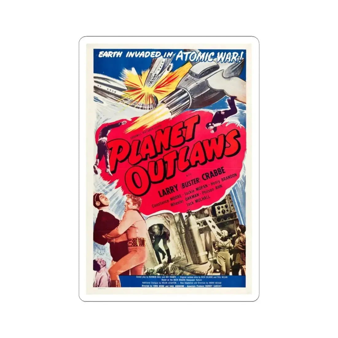 PLANET OUTLAWS 1953 Movie Poster - STICKER Vinyl Kiss-Cut Decal 6 Inch White - The Sticker Space