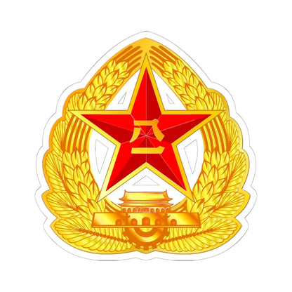 PLAs cap insignia 2007 Edition (China) (Coat of Arms) STICKER Vinyl Kiss-Cut Decal 6 Inch White - The Sticker Space