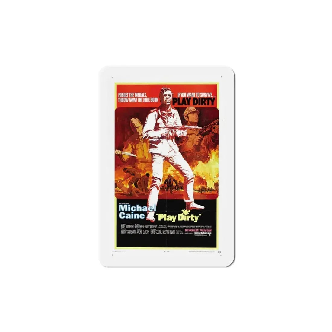 Play Dirty 1969 Movie Poster Refrigerator Magnet 4 Inch - The Sticker Space
