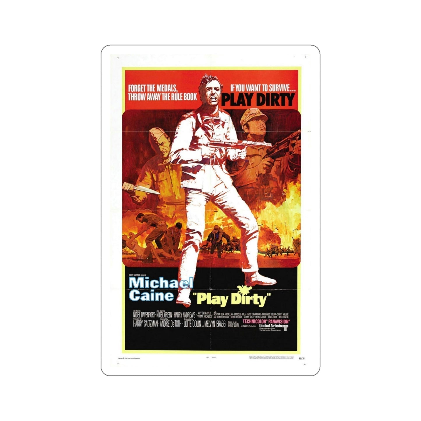 Play Dirty 1969 Movie Poster STICKER Vinyl Die-Cut Decal-5 Inch-The Sticker Space