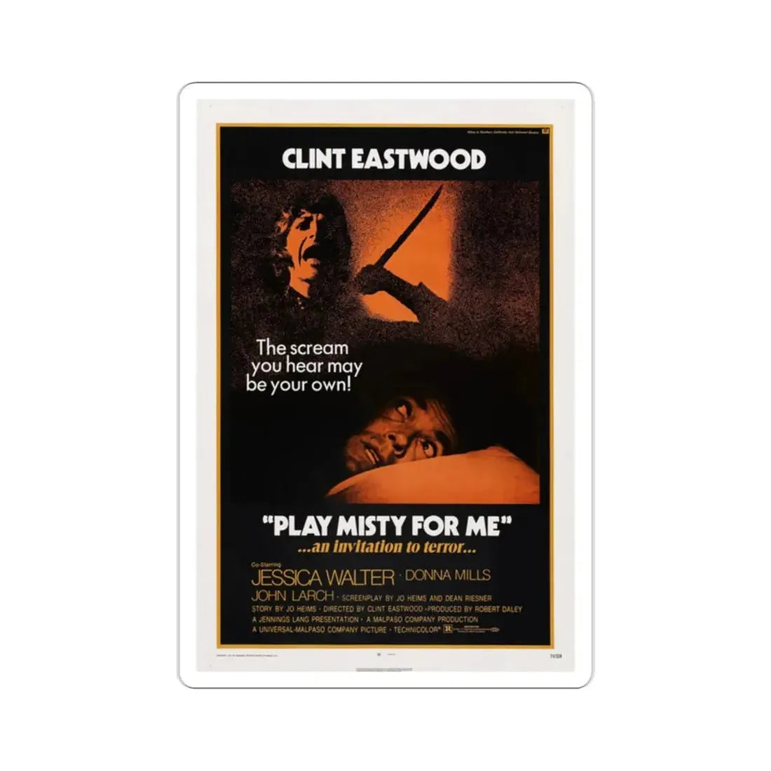 Play Misty For Me 1971 Movie Poster STICKER Vinyl Die-Cut Decal - The Sticker Space