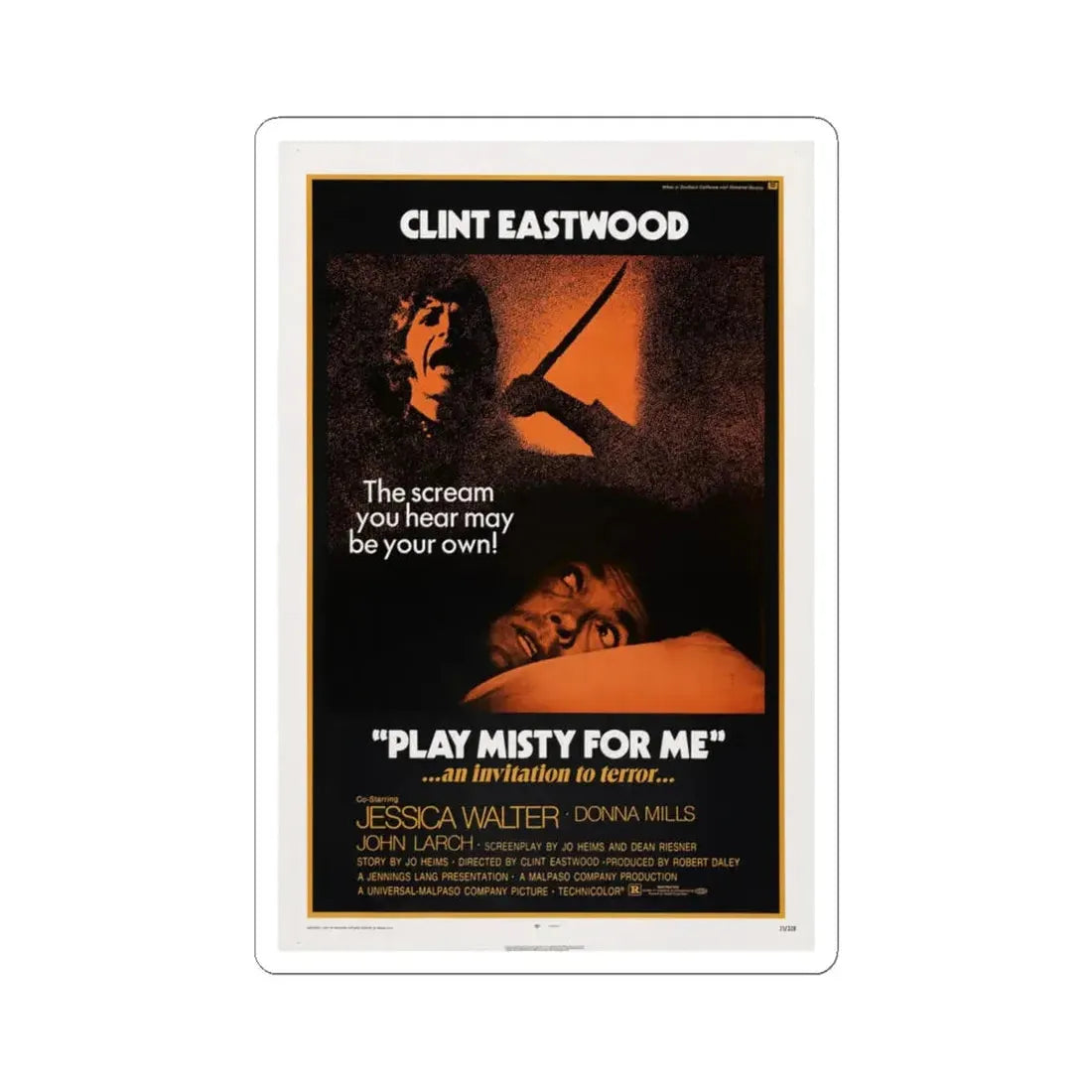 Play Misty For Me 1971 Movie Poster - STICKER Vinyl Kiss-Cut Decal 6 Inch White - The Sticker Space