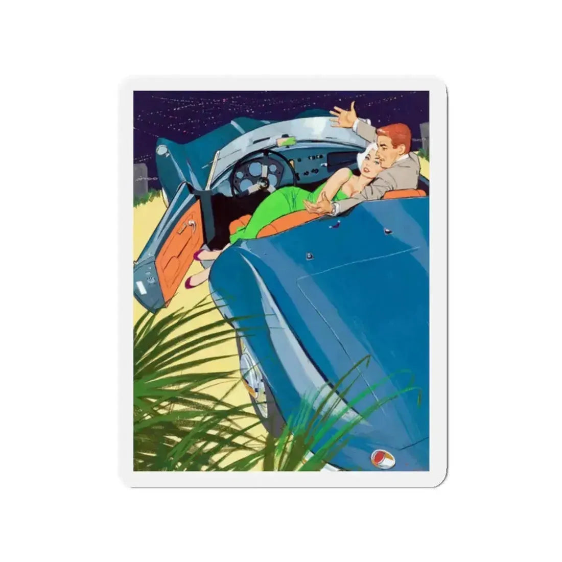 Playboy cartoon illustration, August 1957 (Magazine Illustration) Refrigerator Magnet 2 Inch Die-Cut - The Sticker Space