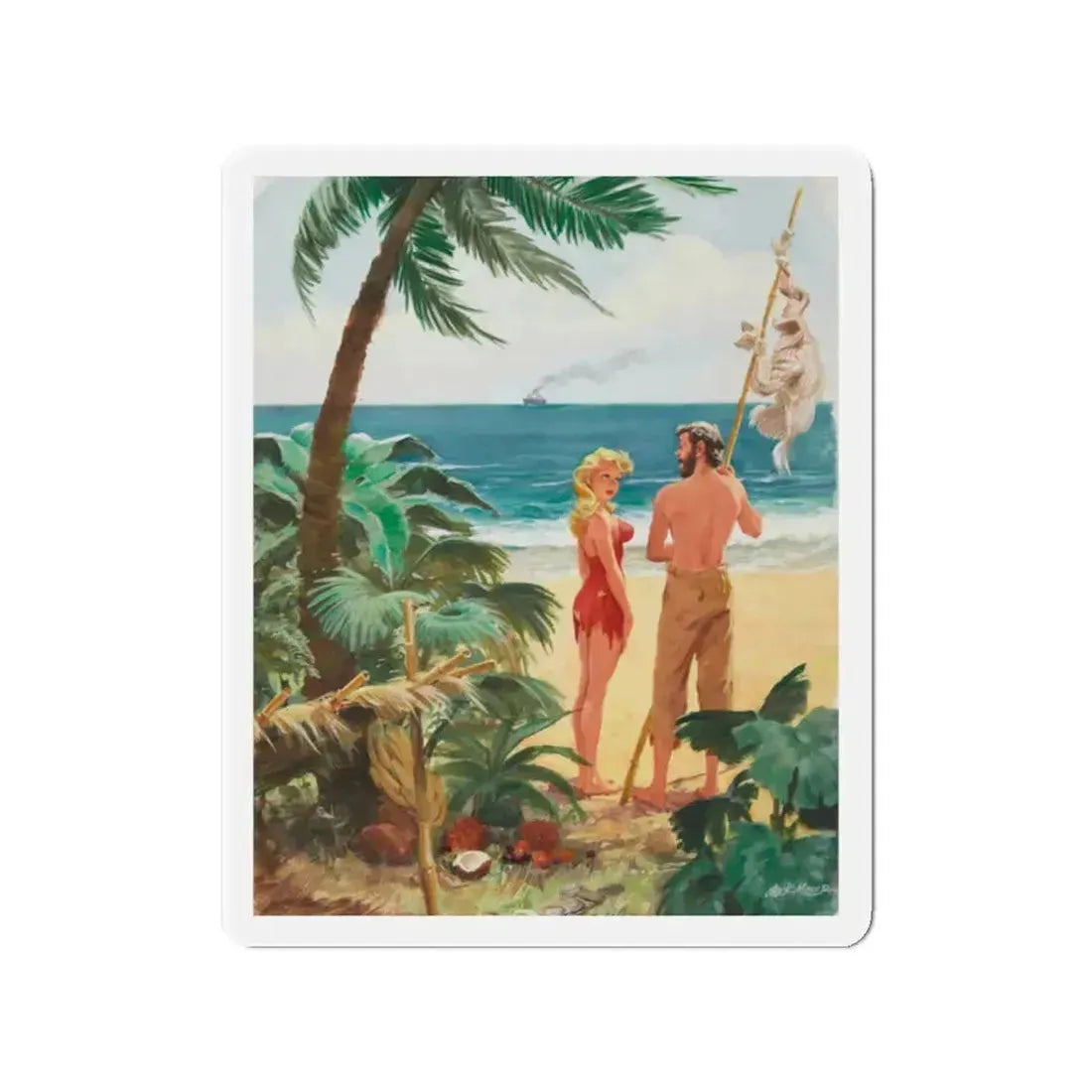 Playboy cartoon illustration, page 26, April 1959 (Magazine Illustration) Refrigerator Magnet 2 Inch Die-Cut - The Sticker Space