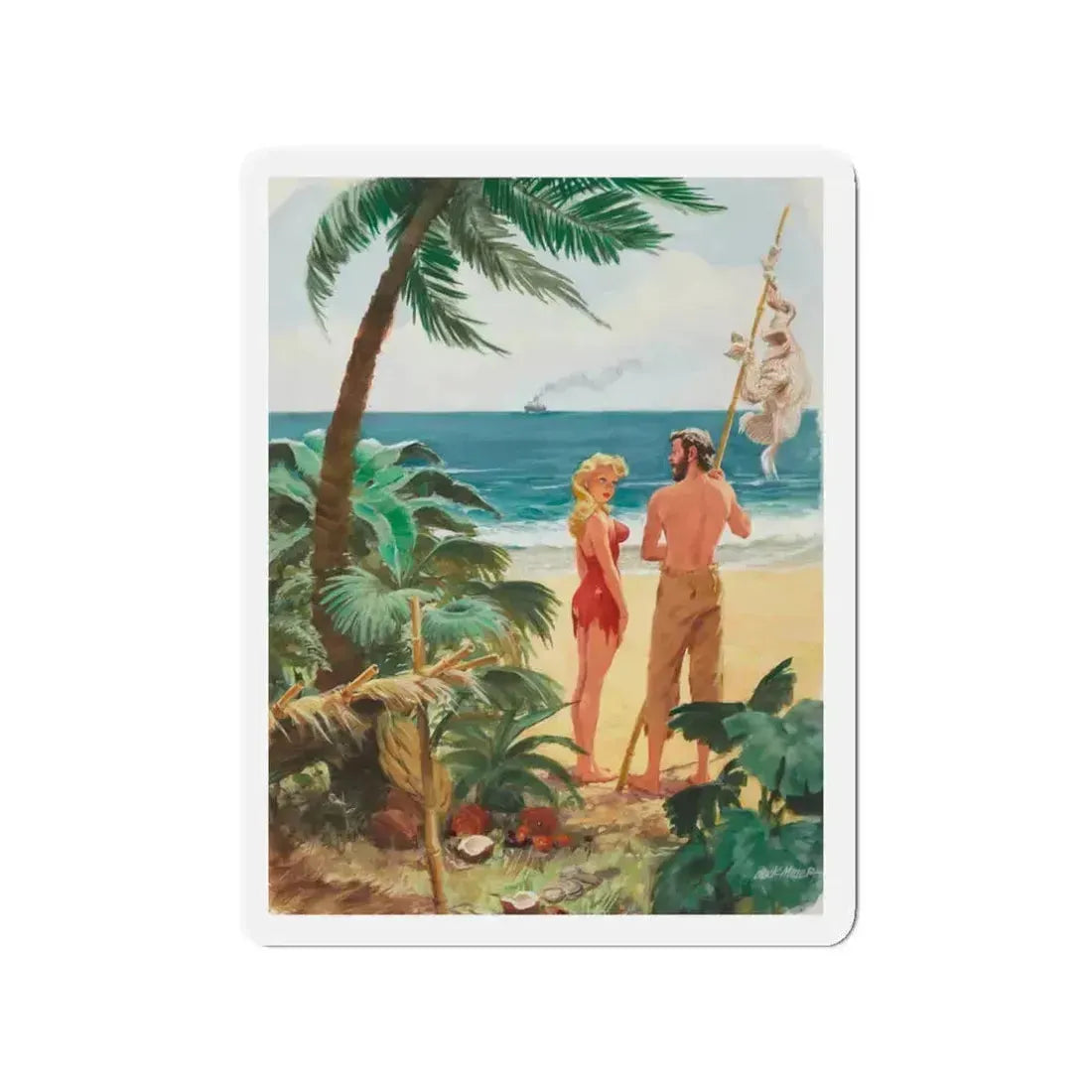 Playboy cartoon illustration, page 26, April 1959 (Magazine Illustration) Refrigerator Magnet 3 Inch Die-Cut - The Sticker Space