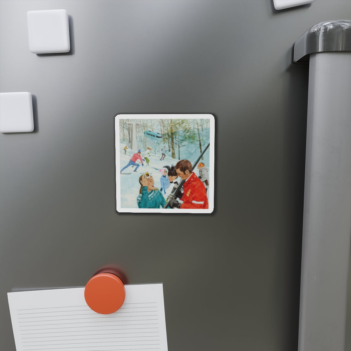 Playboy on the Slopes, advertising illustration (Magazine Illustration) Refrigerator Magnet-The Sticker Space