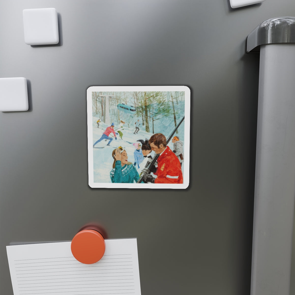 Playboy on the Slopes, advertising illustration (Magazine Illustration) Refrigerator Magnet-The Sticker Space