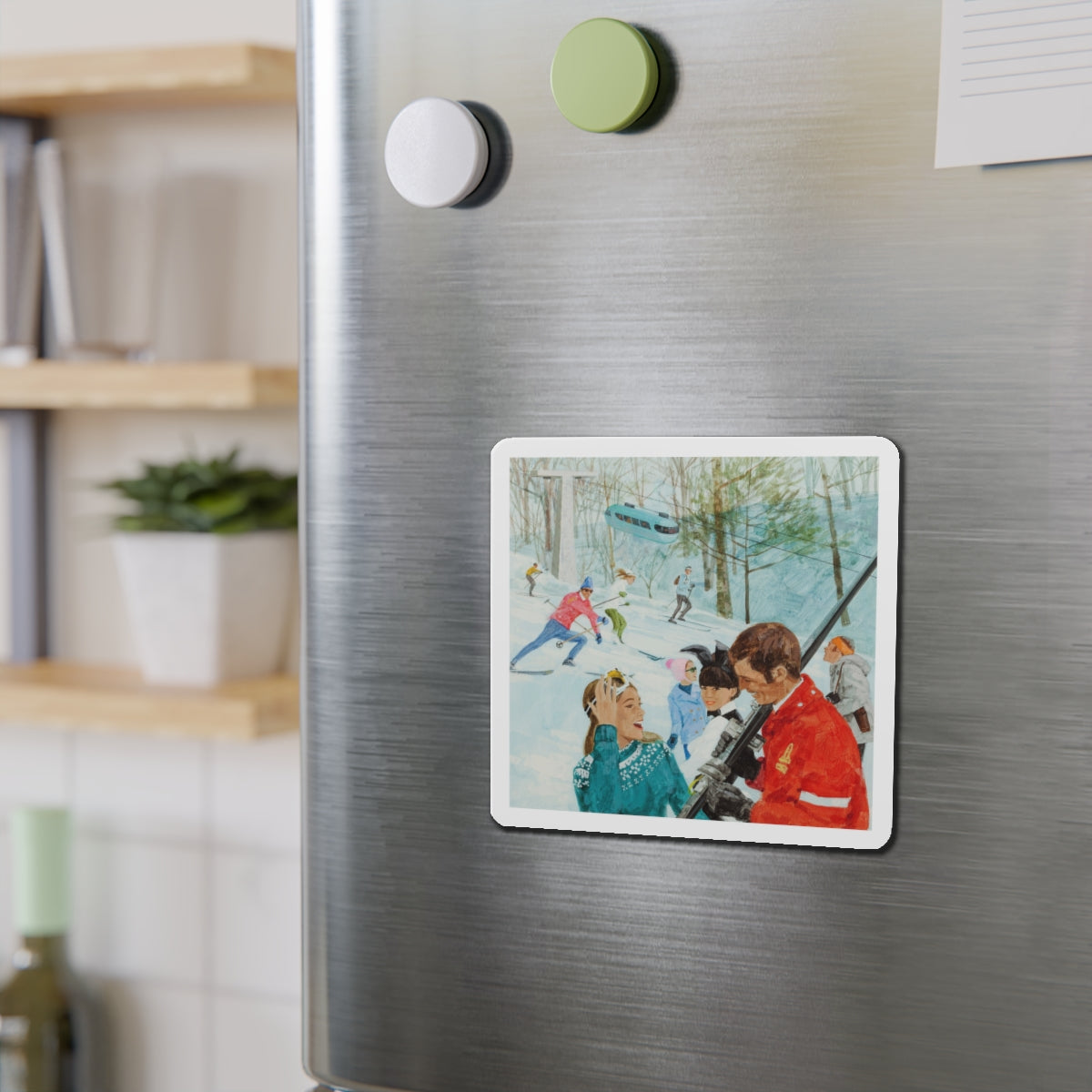 Playboy on the Slopes, advertising illustration (Magazine Illustration) Refrigerator Magnet-The Sticker Space