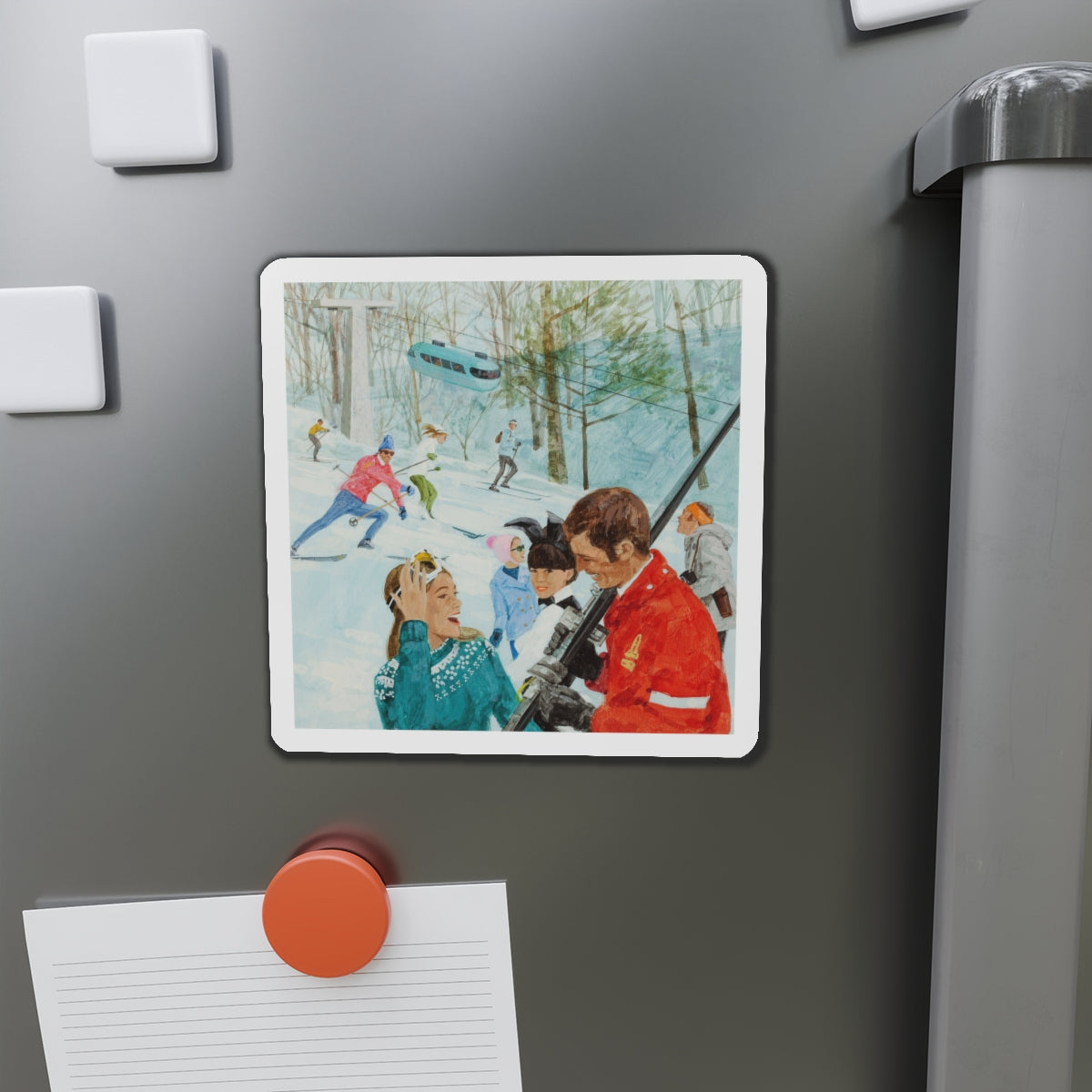 Playboy on the Slopes, advertising illustration (Magazine Illustration) Refrigerator Magnet-The Sticker Space