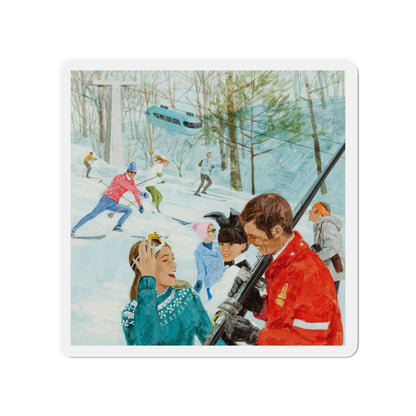 Playboy on the Slopes, advertising illustration (Magazine Illustration) Refrigerator Magnet-4" x 4"-The Sticker Space