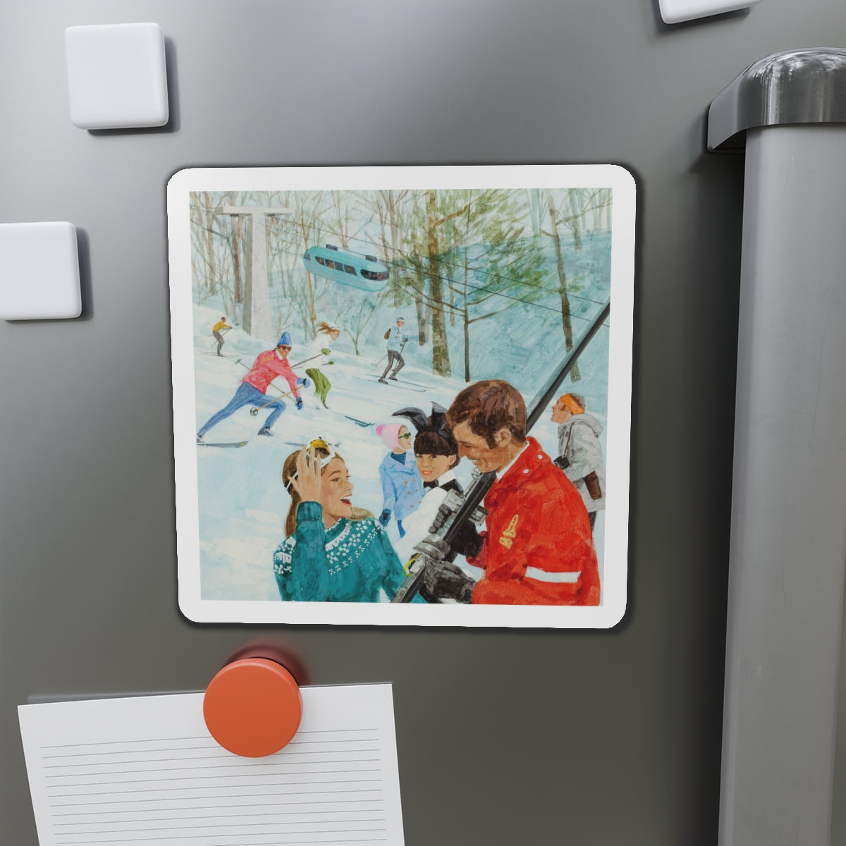 Playboy on the Slopes, advertising illustration (Magazine Illustration) Refrigerator Magnet-The Sticker Space