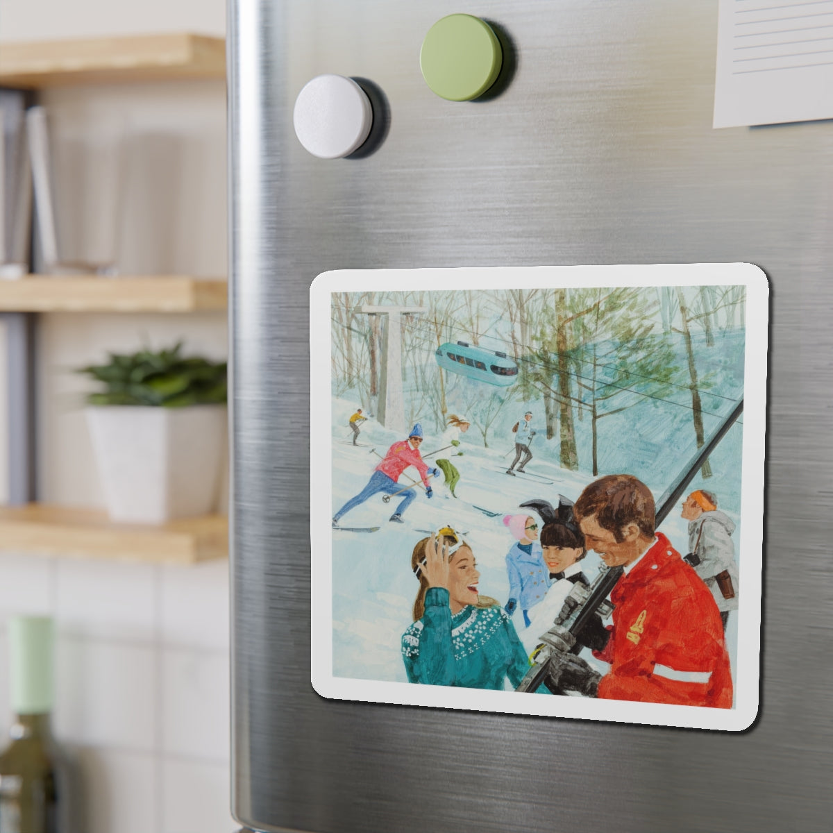 Playboy on the Slopes, advertising illustration (Magazine Illustration) Refrigerator Magnet-The Sticker Space