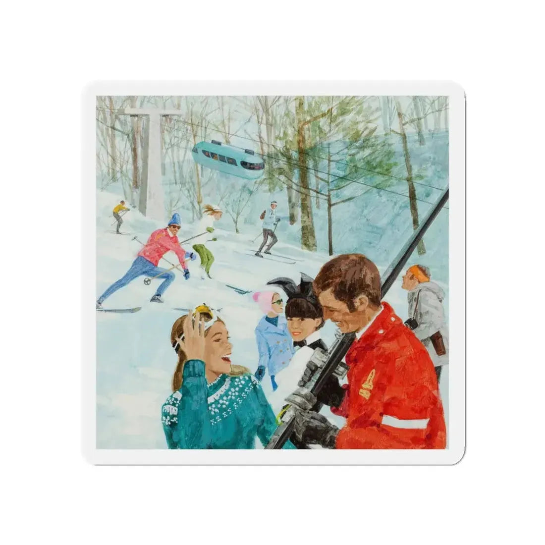 Playboy on the Slopes, advertising illustration (Magazine Illustration) Refrigerator Magnet - The Sticker Space
